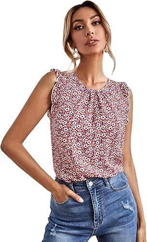 Shein Ditsy Floral Shirred Backless A-line Dress - Pink Shop