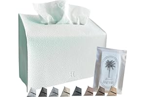 Hand Towel Box Cover Holder by Hirano's BAZAAR - Vegan Leather, Compatible with Kleenex Disposable Paper Hand Towels (Pure White)