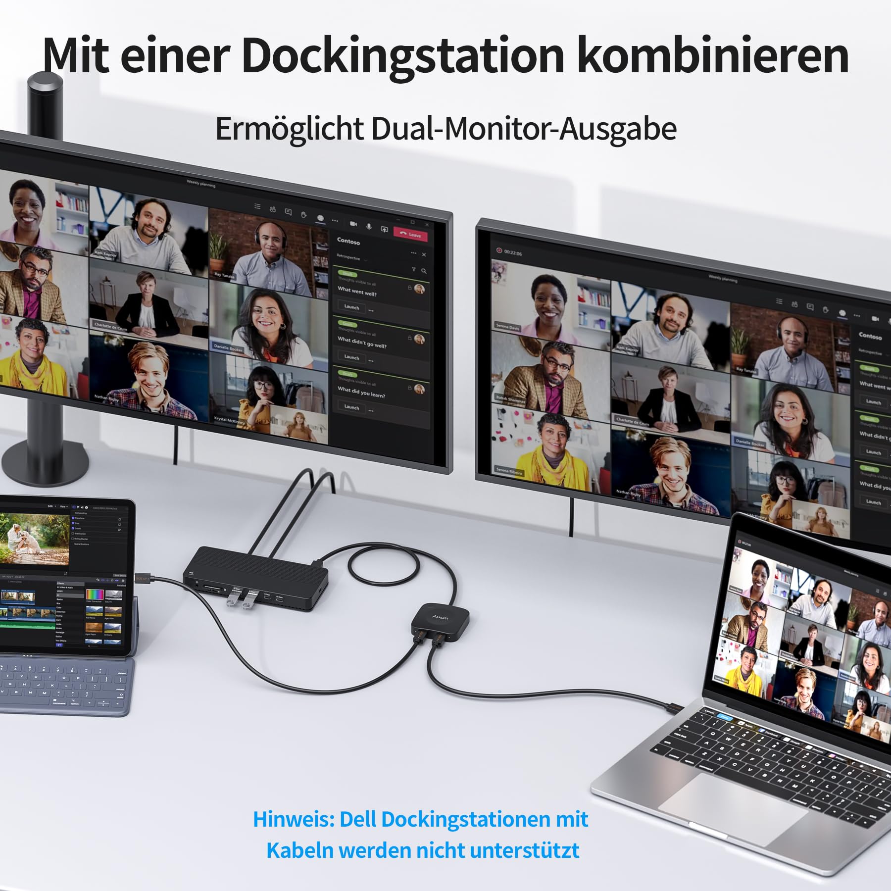 Alxum 20Gbps USB-C Switch für 2 Computer, 2 in 1 Out, 8K@30Hz / 4K@144Hz Video, 140W PD Ladefunktion, USB4 Daten, mit Fernbedienung und LED-Anzeige, USB Umschalter für Laptop, Monitor, Dockingstation 6