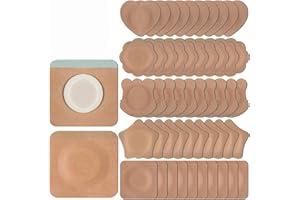 JAYRUIMICE 50 Pcs Disposable Castor Oil Patches,Spunlace Absorbent Wrap Organic Cotton,Highly Absorbent,Leak-Proof,Self-Adhesive,No Wash,Breathable,Portable(Oil Not Included)(Mix Shape,Skin Color)