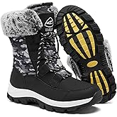 EARLDE Women's Snow Boots Waterproof Winter Boots Mid-Calf Outdoor Lightweight Warm Faux Fur Lined with Non-slip Sole