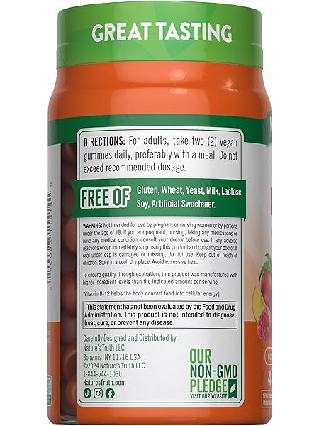 NATURE’S TRUTH VITAMIN B COMPLEX GUMMIES | 48 COUNT | WITH B-VITAMINS, L-CARNITINE & ASHWAGANDHA | VEGAN, NON-GMO & GLUTEN FREE SUPPLEMENT