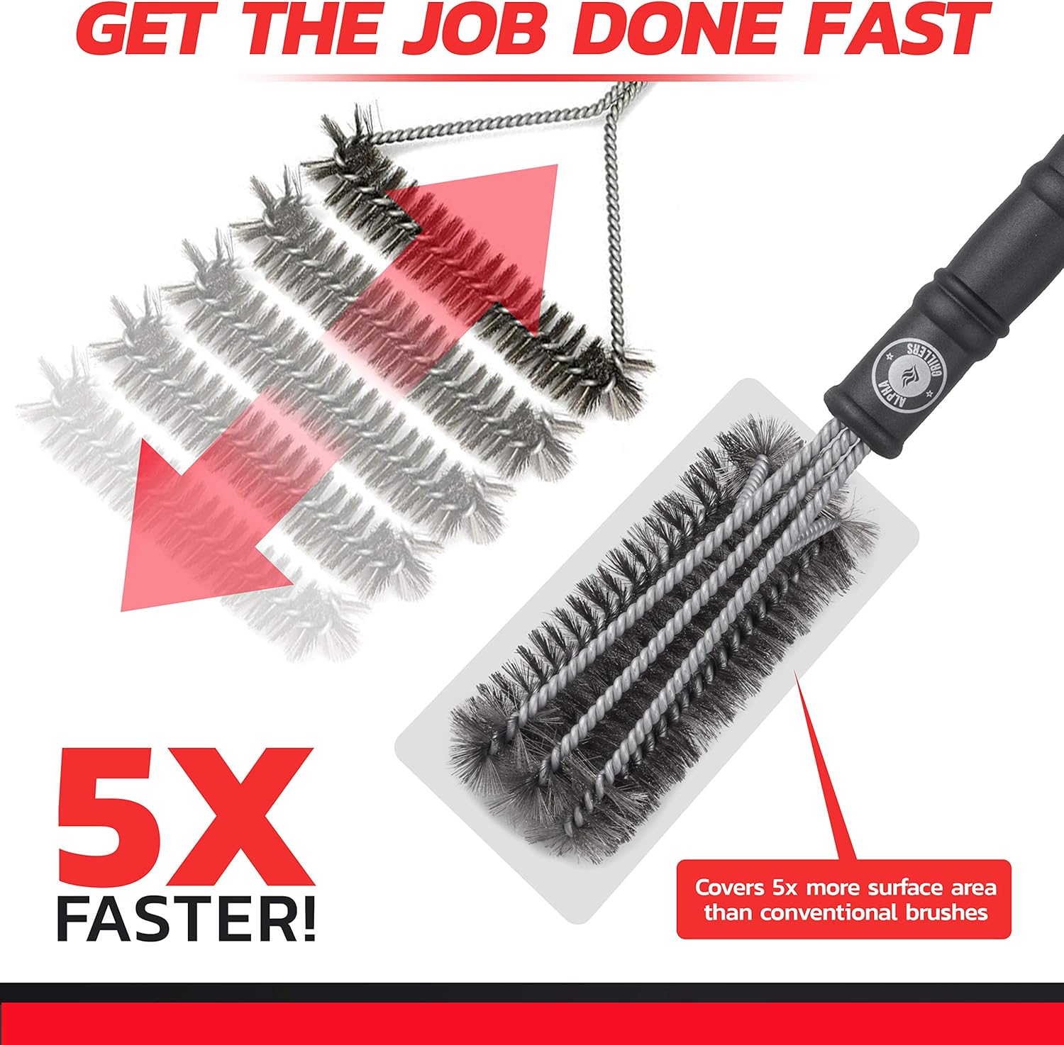 Alpha Grillers 18" Grill Brush. Best BBQ Cleaner. Safe for All Grills. Durable & Effective. Stainless Steel Wire Bristles and Stiff Handle. A for Barbecue Lovers. : Garden & Outdoor