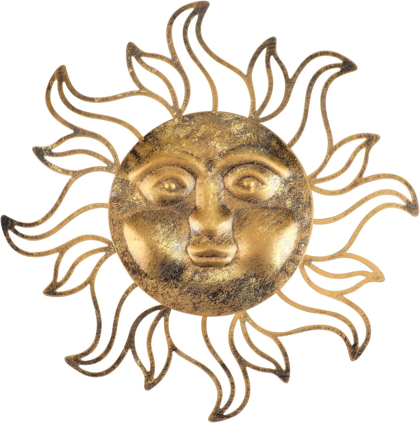 Plaques & Wall Art - SZJMCH Gold Sun Wall Art Decor, Metal Sculpture Hanging Sunface for Indoor Outdoor Home Living Room Office Yard Garden Decorations