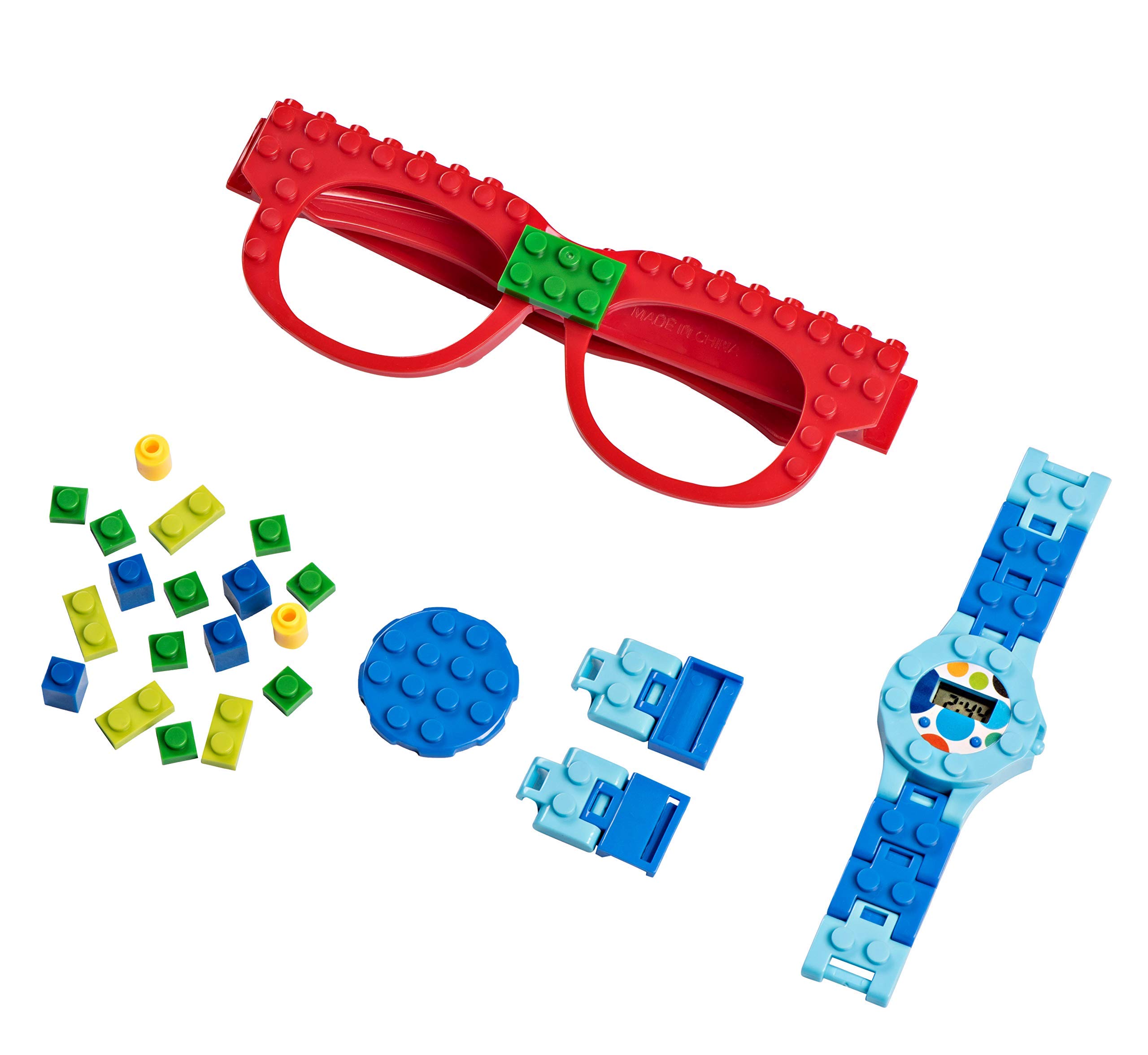 Playbuild Building Bricks Digital Watch and Eye Glasses Set, Cool Toys for Boys and Girls, Classic Block Wrist Watch and Eye Glasses for Kids of All Ages.