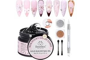BEETLES GEL POLISH Beetles 3D Gel Nail Art Kit-Crystal Orb 3D Nail Art Clear 1 oz 5 in 1 Non-Sticky Hand Sculpting Building for Beginner DIY Salon at Home,Clear Solid Builder Nail Gel, UV & LED Lamp Cured Needed
