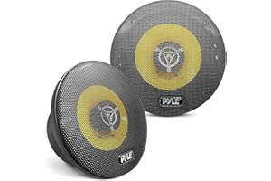 Pyle Car Three Way Speaker System - Pro 6.5 Inch 280 Watt 4 Ohm Mid Tweeter Component Audio Sound Speakers For Car Stereo w/ 40 Oz Magnet, 2.25” Mount Depth Fits Standard OEM - Pyle PLG6.3 (Pair),Yellow/Black