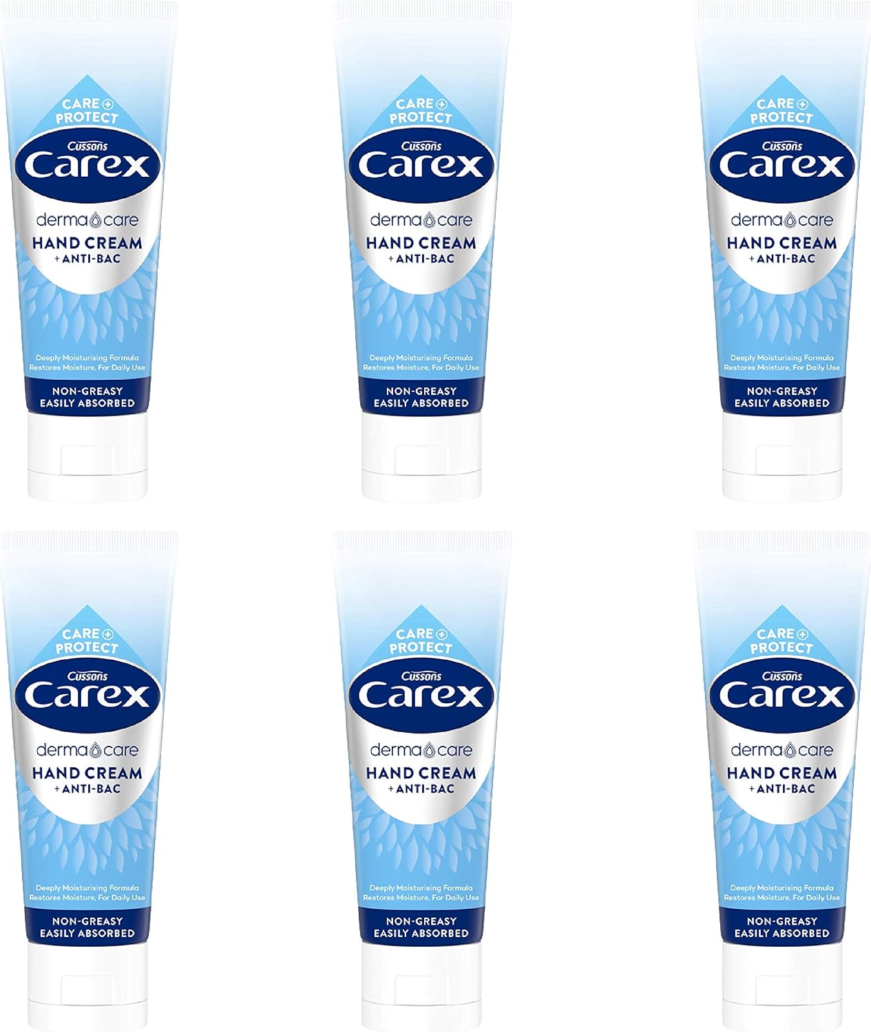 Carex Antibacterial Original Hand Cream, Gentle & Protects Hands, Bulk Buy, Pack of 6 x 75ml, White, 75 ml (Pack of 6)