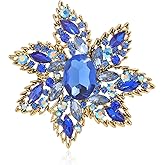 YOQUCOL Vintage Austrian Crystal Rhinestone Flower Shape Big Large Brooch Pin For Women Grils Golden Tone
