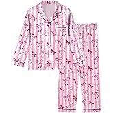 Sylfairy Girls Pajamas Silk PJS Set Satin Sleepwear Long Sleeve Jammies for Kids Button-Down Nightwear Loungewear 3-16 Years
