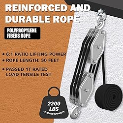 YATOINTO Rope Pulley Hoist with Bearing, 2200 LB