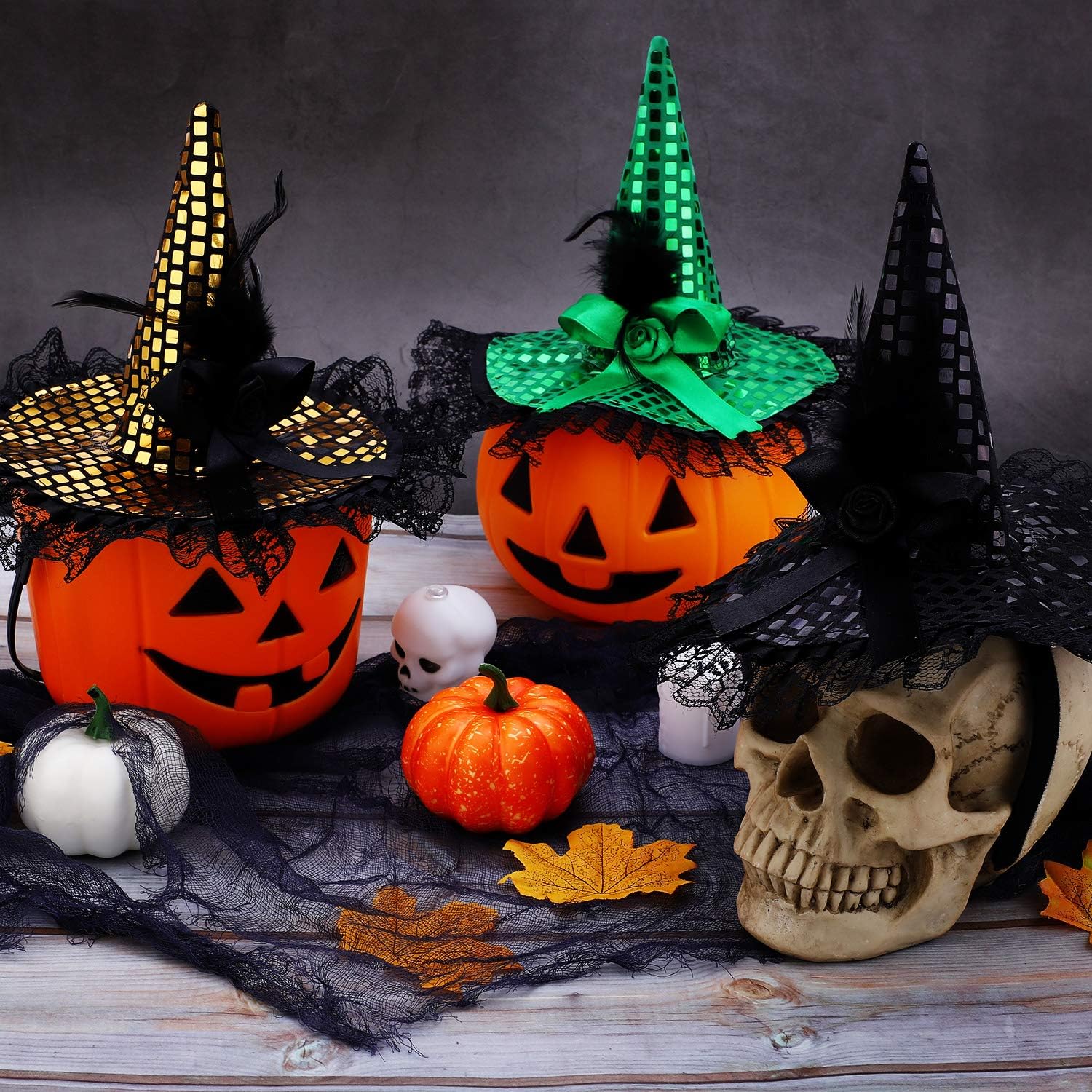 ADXCO 8 Colors Halloween Sequins Witch Hat Headbands Halloween Costume Headwear for Halloween Party Supplies: Toys & Games