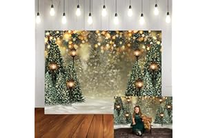 Mocsicka 10x7ft Christmas Tree Backdrop for Photography Glitter Bokeh Christmas Snow Photo Background for Wall Winter Family Xmas Holiday Pictures Background Party Supplies