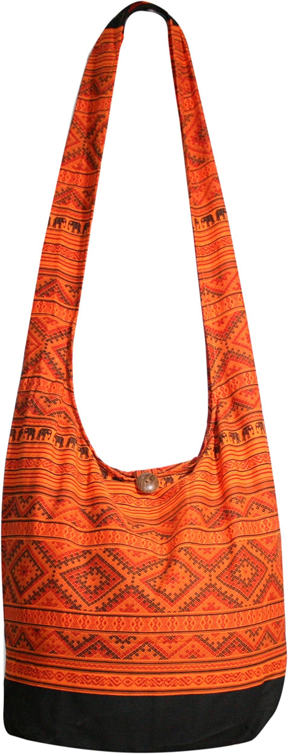 Hippie Hobo Crossbody Bags COTTON 12 Color Thai Top Zip Messenger Bag (Orange)