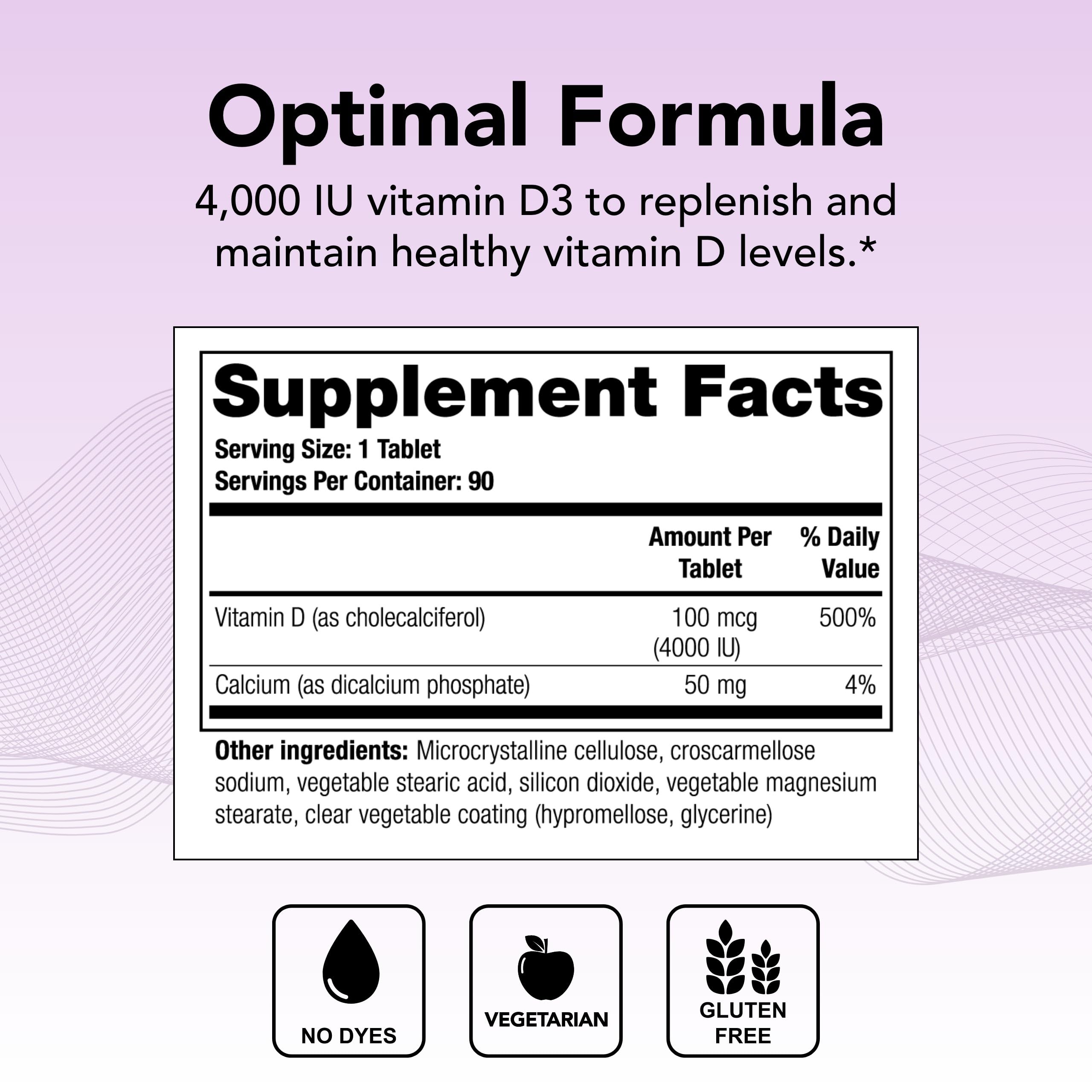 Theralogix Thera-D 4000 Vitamin D Supplement - 4,000 IU (100 mcg) Vitamin D3 Tablets - 90-Day Supply - Immune Support Supplement for Women & Men - Aids Bone & Heart Health - NSF Certified - 90 Tablets