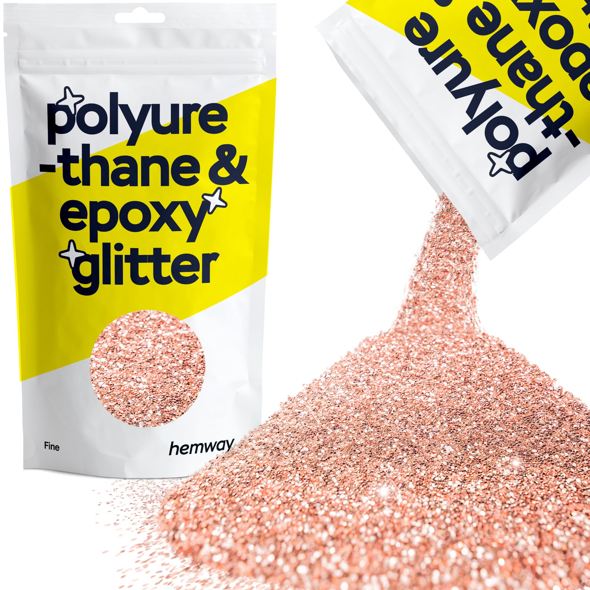 Hemway Resin Glitter Rose Gold 100g Fine | Polyurethane & Epoxy Glitter for Resin Crafts, Tumblers, Coasters, Floor & Table Art