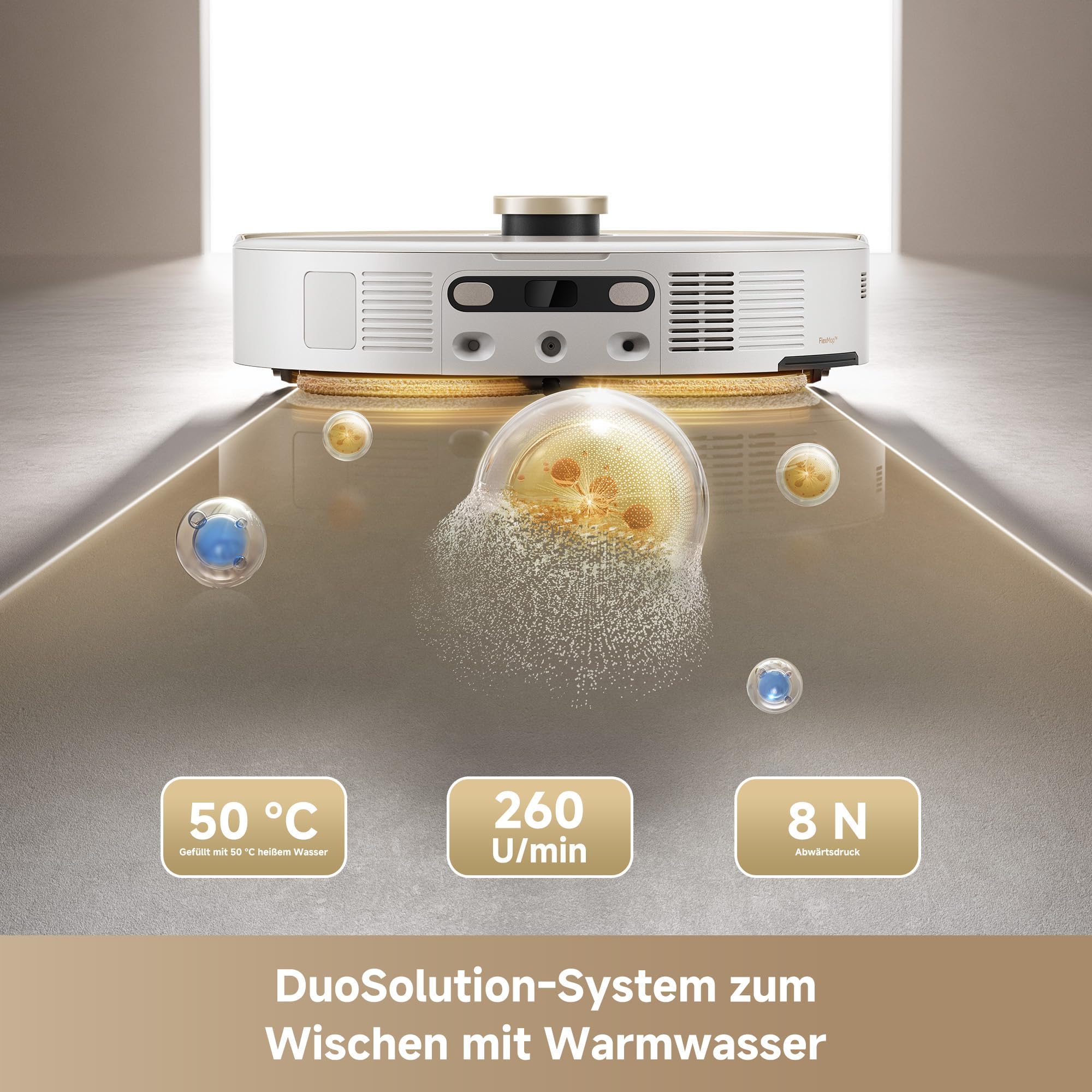 Mova V50 Ultra Complete Saugroboter mit Wischfunktion 24.000 Pa, 6cm Hindernisüberwindung, Liftable Navigation+RGB AI+LED, DuoSolution System, 80℃ Heißwasserwäsche & 63℃ Selbsttrocknung, Tricut Bürste 9