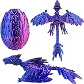 YVBBHE Extra Large Dynamic 3D Printed Dragon Egg with Dragon Inside,Open and Close Mouth with Wings Movable and Eyes, Feathered Wyvern Articulated Crystal Flying Fidget Bird Animals (Laser Purple)