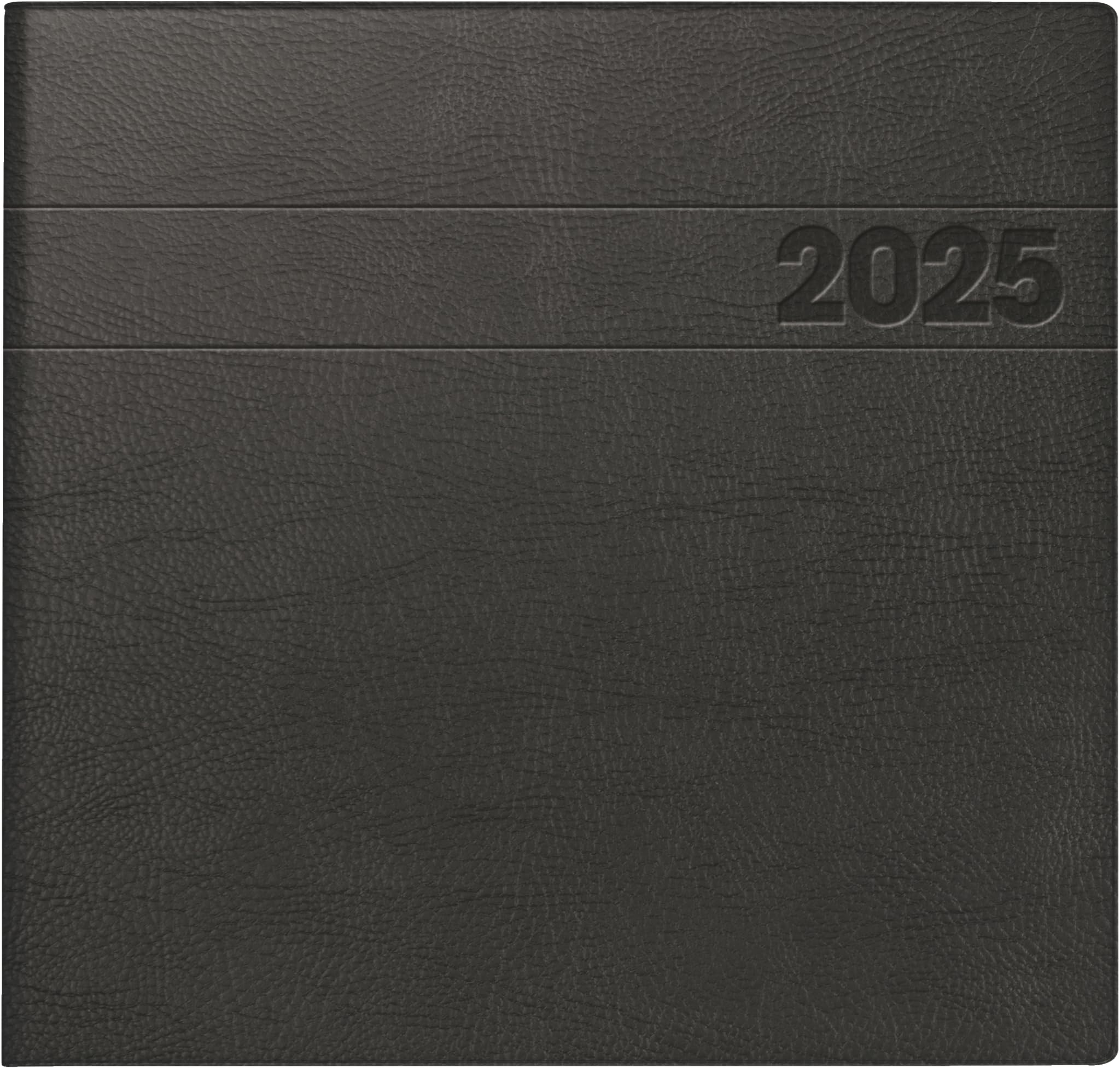 BRUNNEN Book Calendar Model 766 (2025), 2 Pages = 1 Week, 210 × 205 mm, 144 Pages, Foam Film Cover, Inner Hard Film, Black