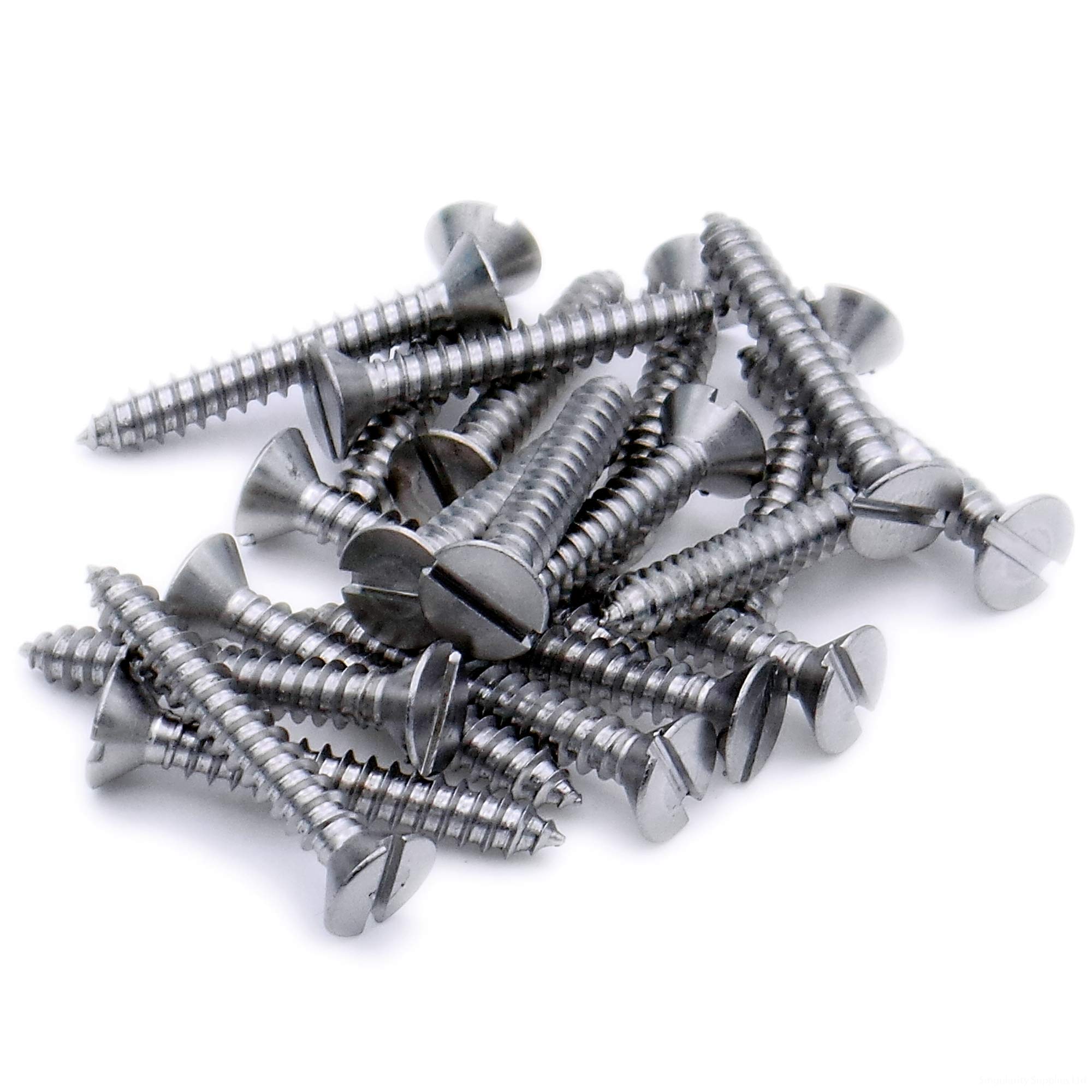 No.7 x 1.25 (3.9mm x 32mm) Slot Countersunk Self-Tapping Screw - Stainless Steel (A2) (Pack of 20)