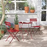 Grand patio 3-Piece Bistro Set Red, Folding Chairs Table, Weather-Resistant view 3