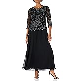 J Kara Women's Floral Beaded Long Dress