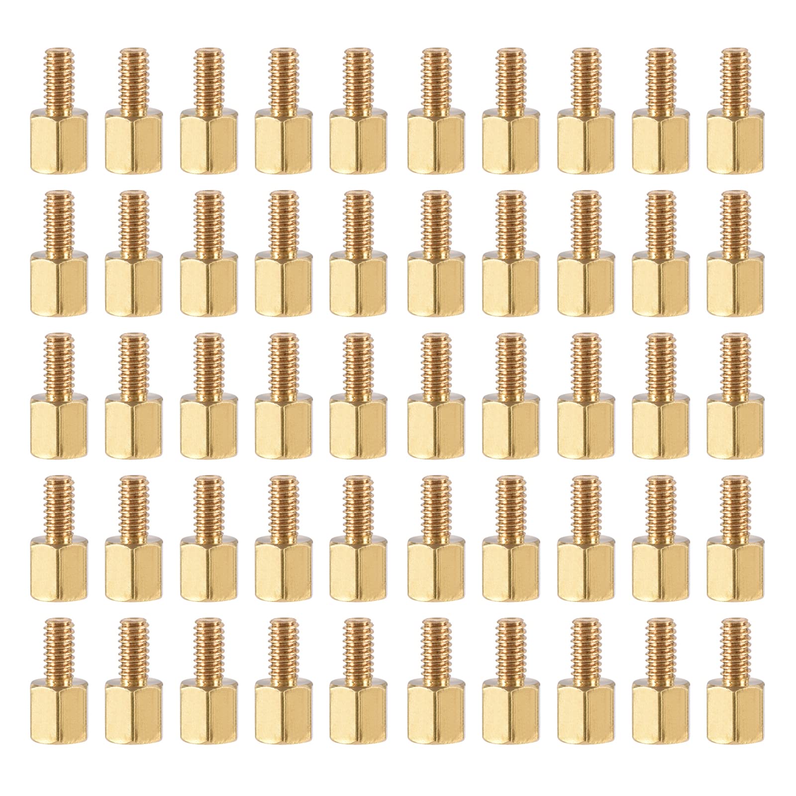 YOKIVE 50 Pcs M2.5 Standoff Screws, Brass Hex PCB Standoffs, Keep Height Consistent, Great for Motherboard (Gold Tone, 5mm+6mm)