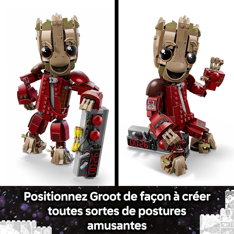 ǀ Marvel Groot en Tenue de Ravageur - Figurine - Jouet Collector de Super-Héros - Jolie Décoration pour Chambre ou Bureau - Cadeau d'anniversaire pour Garçon ou Fans dès 10 Ans 76341