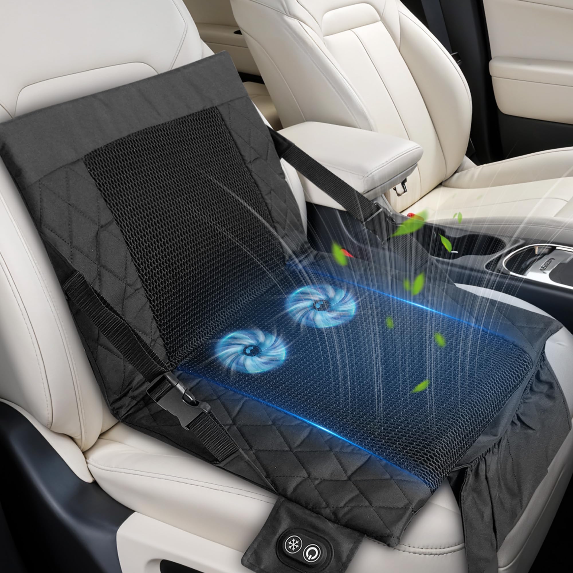 Photo 1 of THERAZZAGGE Cooling Car Seat Cover – Portable Car Cooling Seat Cushion with 3-Speed Fan, Breathable Mesh, Foldable Design for Summer Driving, Universal Fit for Cars, Trucks, and SUVs