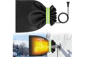 DZGKGM Electric Heated Outdoor Faucet Cover for Winter, 8.6×6.7" Faucet Cover for Outdoor Spigot, 12W Energy-Saving Heating Pad, Reflective Strip, Waterproof for RV Camper Home & Patio Winterizing