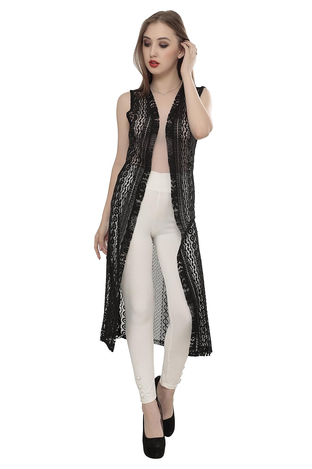 sweekash women long net shrug
