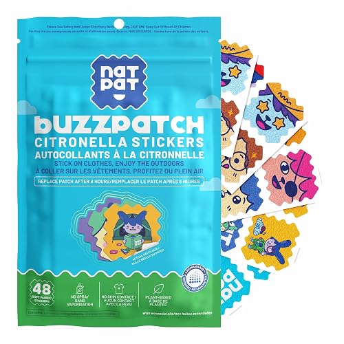 NATPAT Buzz Patch Citronella Stickers for Kids (48 Pack) - The Natural Patch - For Toddlers, Babies, Kids