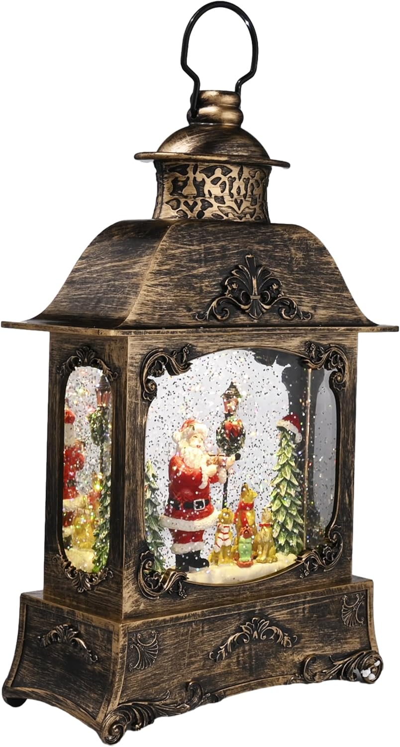 Snow Globes - Valery Madelyn Muscial Snow Globe with Projection Function, USB Plug-in & Battery Operated Spinning Water Glitters Lighted Singing Snow Globe Lantern for Xmas Holiday Decorations(Santa)