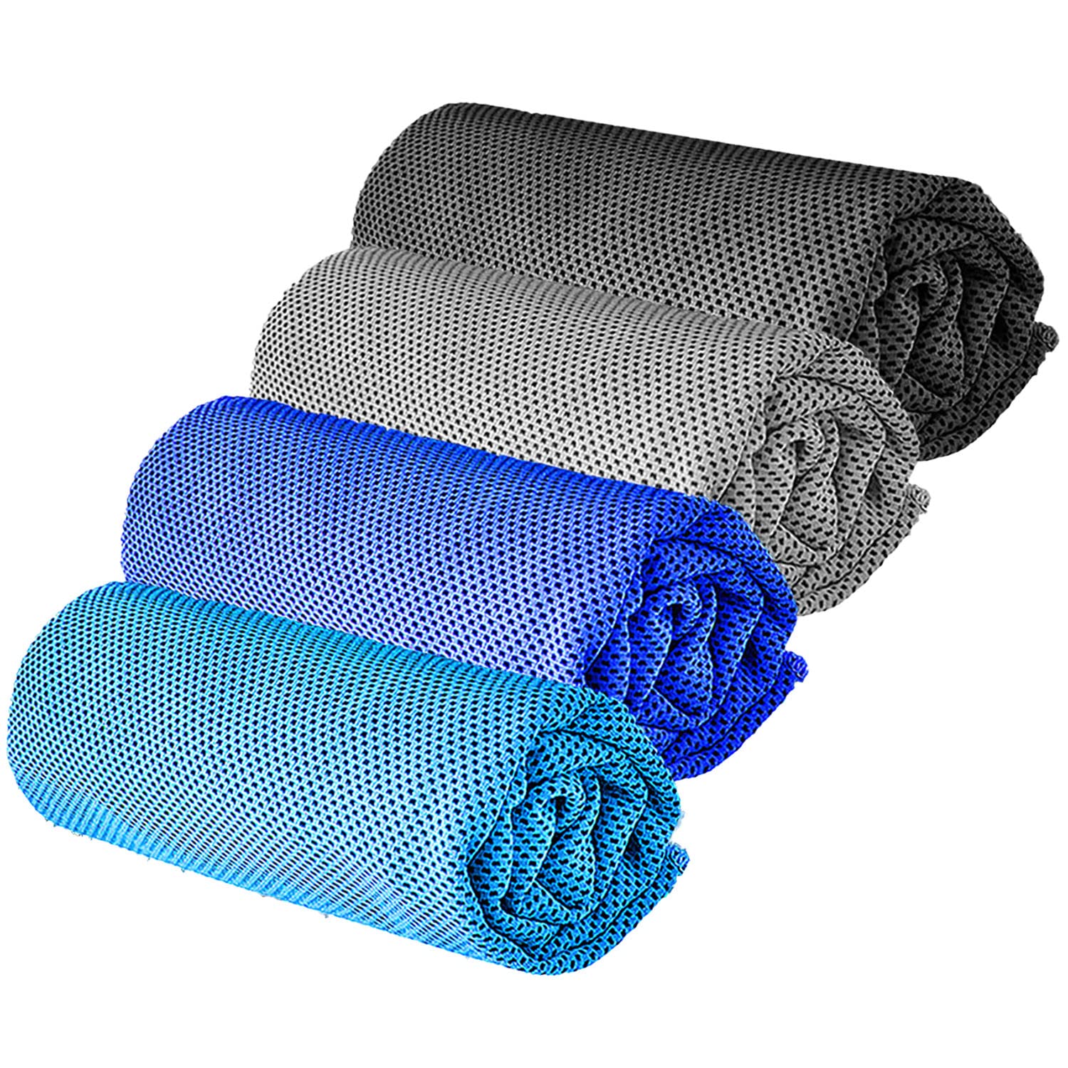 YQXCC 4 Pcs Cooling Towels | 120x30 cm | Cool Cold for Neck | Microfibre Soft Breathable Chilly | for Sports Yoga, Golf, Gym, Camping, Running & More Activities