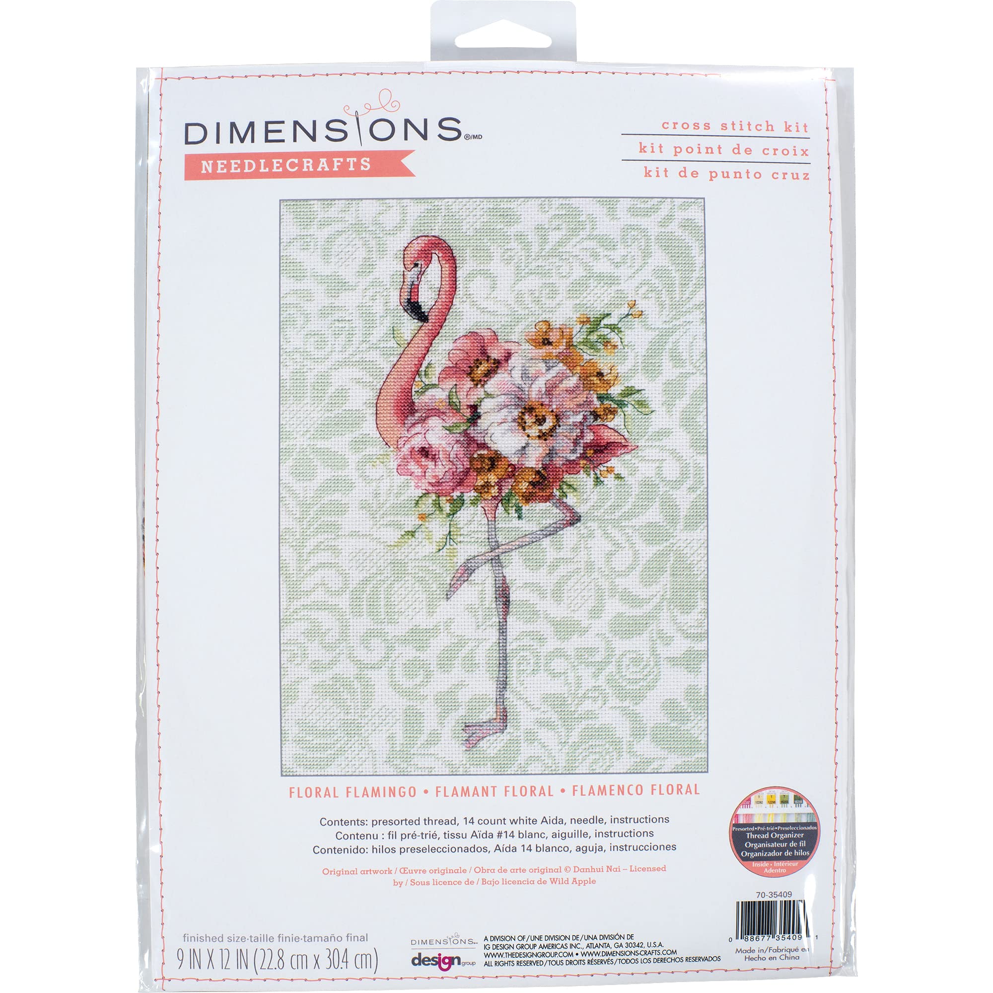 Dimensions Animal Counted Cross Stitch Set, Cotton, 14 Cnt. White Aida, 9" x 12"