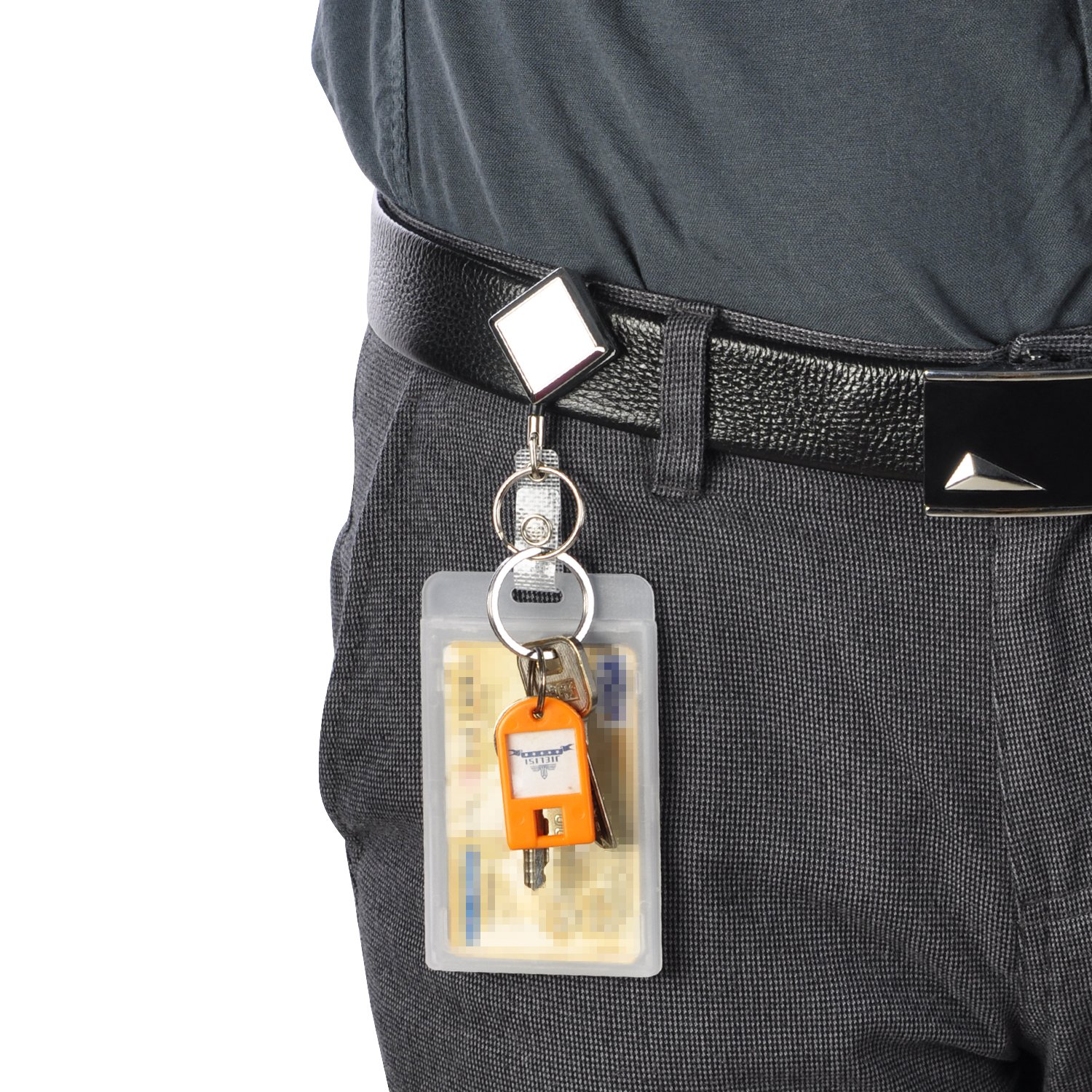 JUMI Badge Reel Retractable Badge Holder Keychain ID Card Key Holder