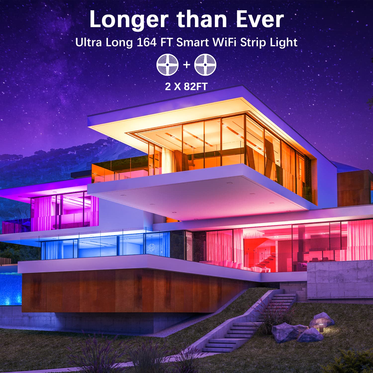 Cozylady RGB LED Strip Lights 164 FT, WiFi LED Light Compatible with Alexa and Google Home, Music Sync with Smart APP, LED Lights Strip for Bedroom, Children