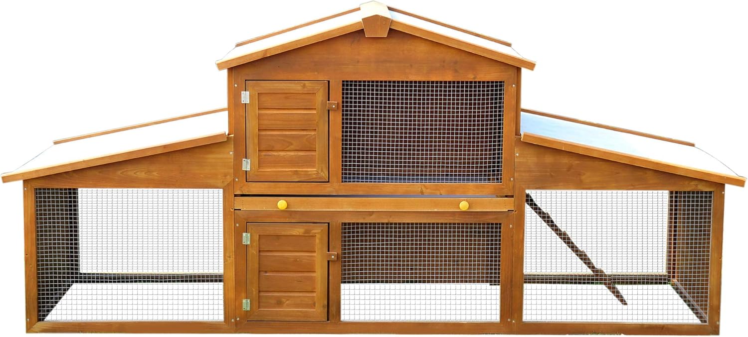 pawhut 2 story rabbit hutch