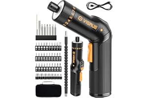 VIGRUE Cordless Screwdriver Set, 8V Max 10Nm Rechargeable Electric Screwdriver with 47 Accessories, 320RPM/10+1 Torque Setting power screwdriver kit, 2 Position Handle with LED Light
