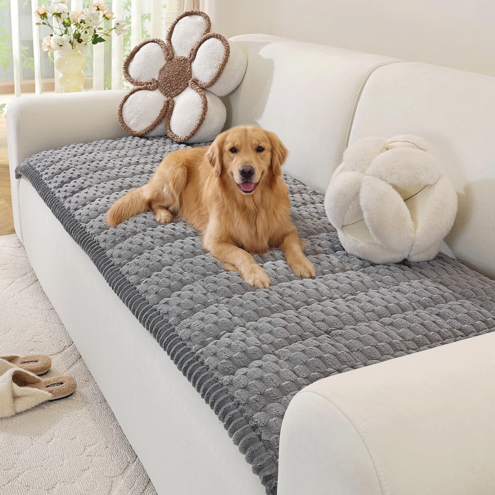ostepdecor couch cover for dogs, washable non slip sofa cover for pets, soft couch covers for sofa,