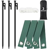 Jevrench Heavy Duty Tree Stake Kit for Young Tree Support and Straightening | Includes 3 Tree Straps for Staking, 3 Stakes and 32.8 ft Rope to Anchor and Stabilize Young, Newly Planted or Leaning Trees