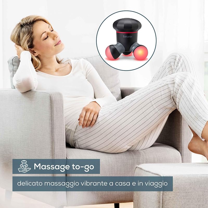 Mini massaggiatore MG 18, massaggiatore elettrico portatile per un delicato massaggio a vibrazione, ideale per schiena, collo, braccia e gambe, con luce LED, portatile, nero, 1 pezzo