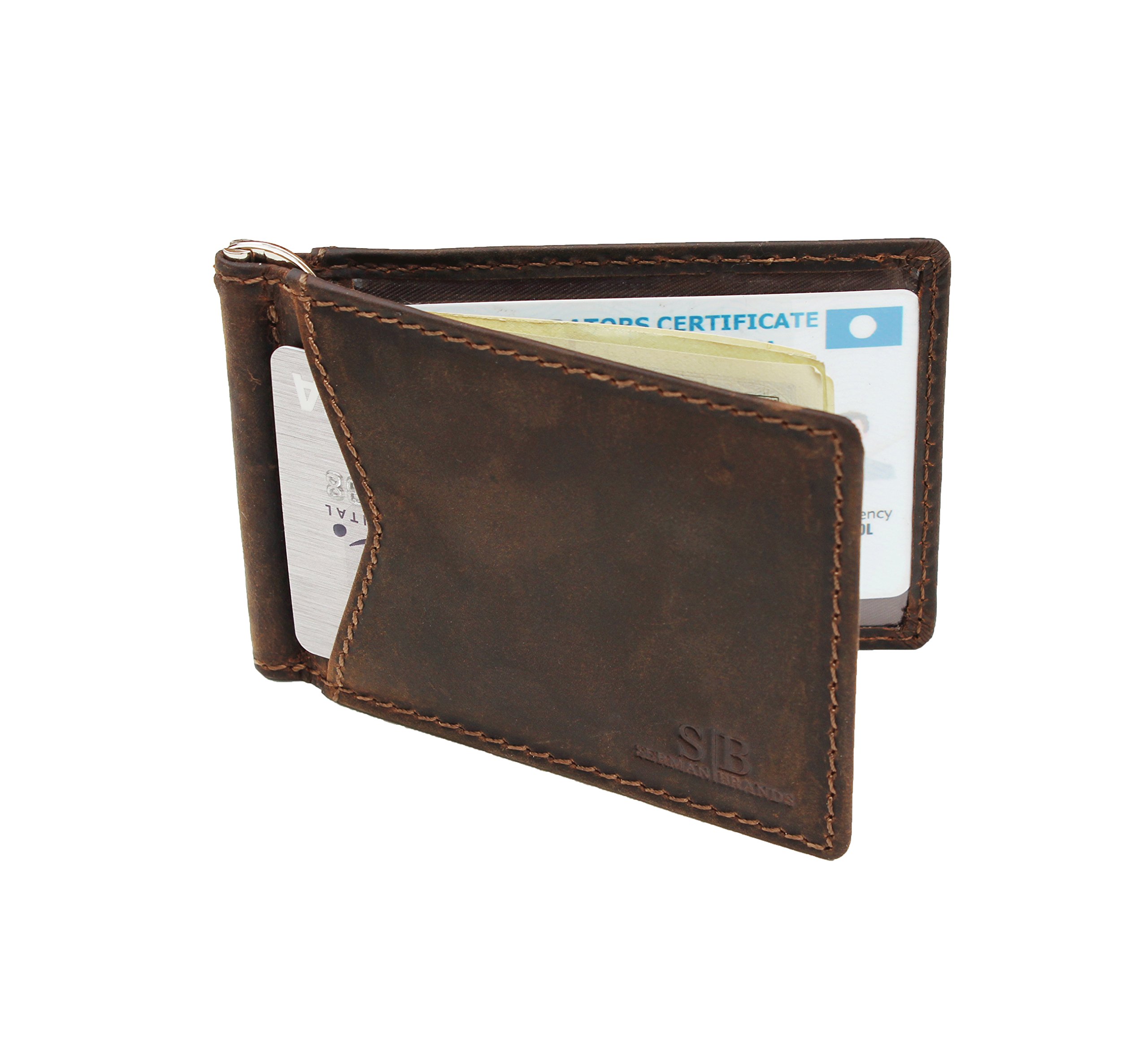 SERMAN BRANDS RFID Blocking Leather Money Clip Slim Wallet