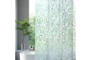 AooHome 72x72 Shower Curtain Liner - EVA 3D Decals Stained Glass Pattern Design Standard Bathroom Shower Curtain with Hooks, 5 Bottom Magnets, Heavy Duty, Water Repellent, Semi Transparent, 72x72 Inch