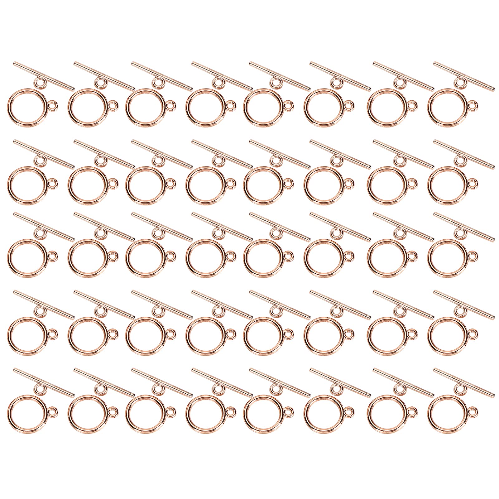 40 Sets OT Buckle, Alloy Tibetan Style Flat Round Head Clasps T-Bar Closure Clip Ornaments Accessory for Necklace Bracelet Jewelry DIY Making(Rose Gold)