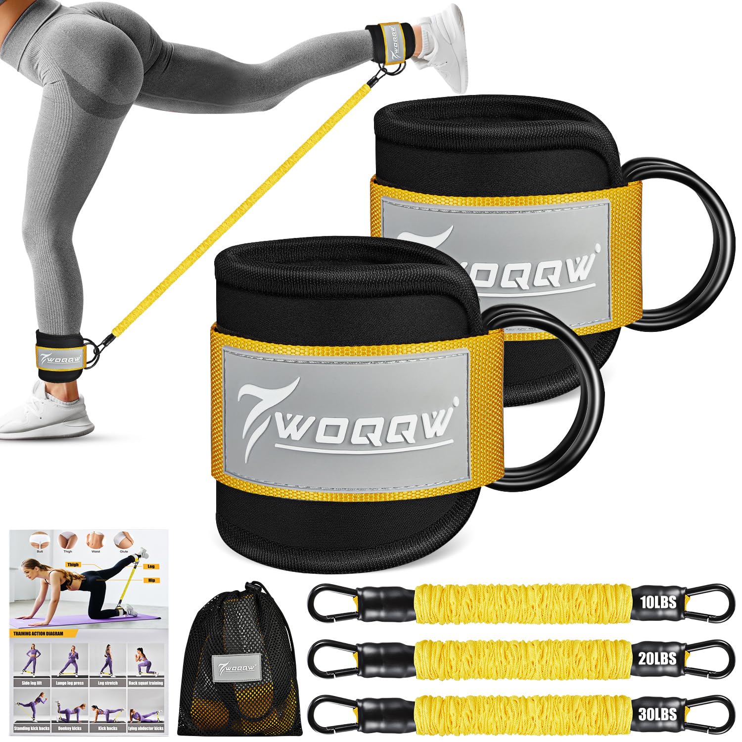 Photo 1 of Ankle Resistance Bands with Cuffs, Ankle Bands for Working Out, Ankle Resistance Band for Leg, Glutes Workout Equipment, Booty Workout Equipment for Kickbacks Hip Fitness Training