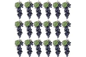VEOAY 15 Bunches Fake Grapes Rubber Grape Bundles Fake Fruits for Home House Kitchen Party Wedding Photography Decor - Black