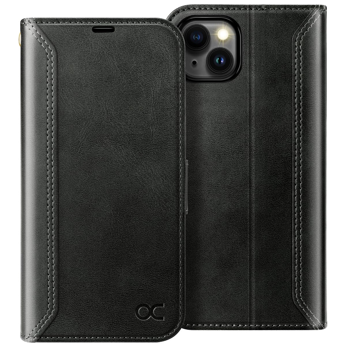 OCASE for iPhone 15 Plus Wallet Case, PU Leather Folio Flip Phone Case with RFID Blocking Card Holder Kickstand, Shockproof Phone Retro Cover for iPhone 15Plus 5G,Black Graphite