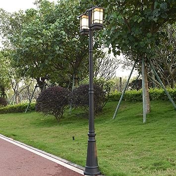 lqgpsx Außenpfosten Pollerleuchte Hochpollampe 2 Köpfe E27 Industrial