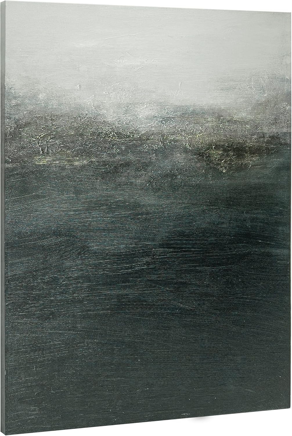 Paintings - ArtbyHannah 24x32 Inch Vertical Abstract Paintings Wall Art with Hand-Painted Textured Black Grey, Canvas Wall Art for Living Room Decor